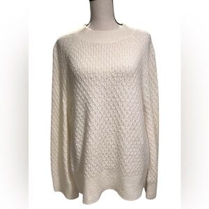LOFT Cream Textured Crew Neck Sweater